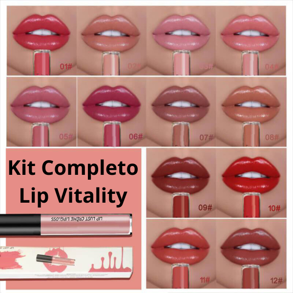 Gloss Labial Lip Vitality - Kit Completo com 12 Unidades